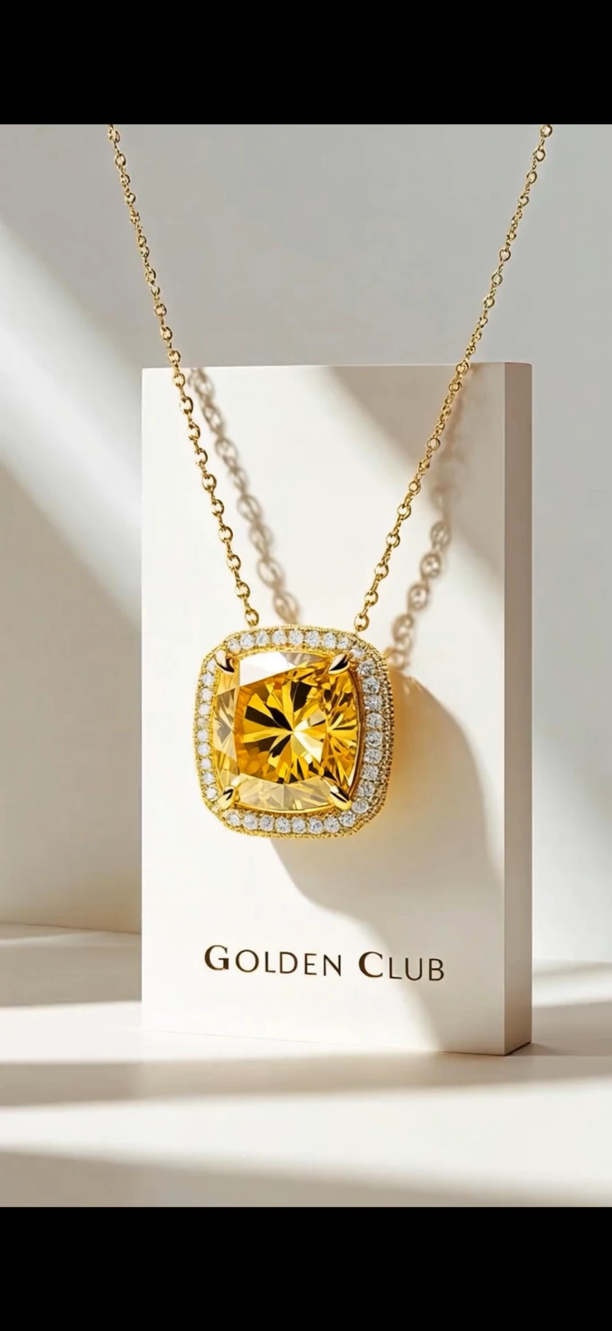 Fancy Yellow Cushion Halo Necklace