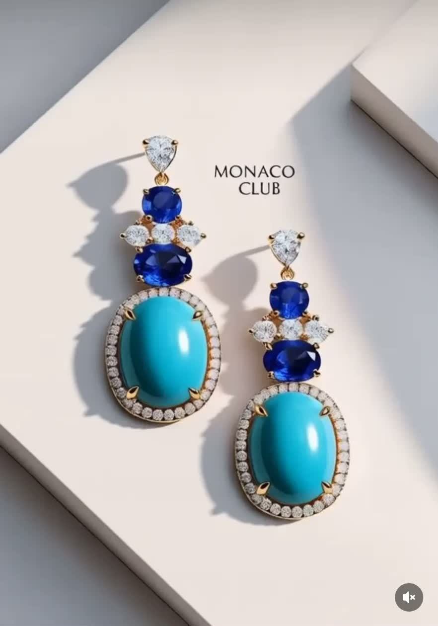 Monaco Turquoise & Sapphire Drop Earrings