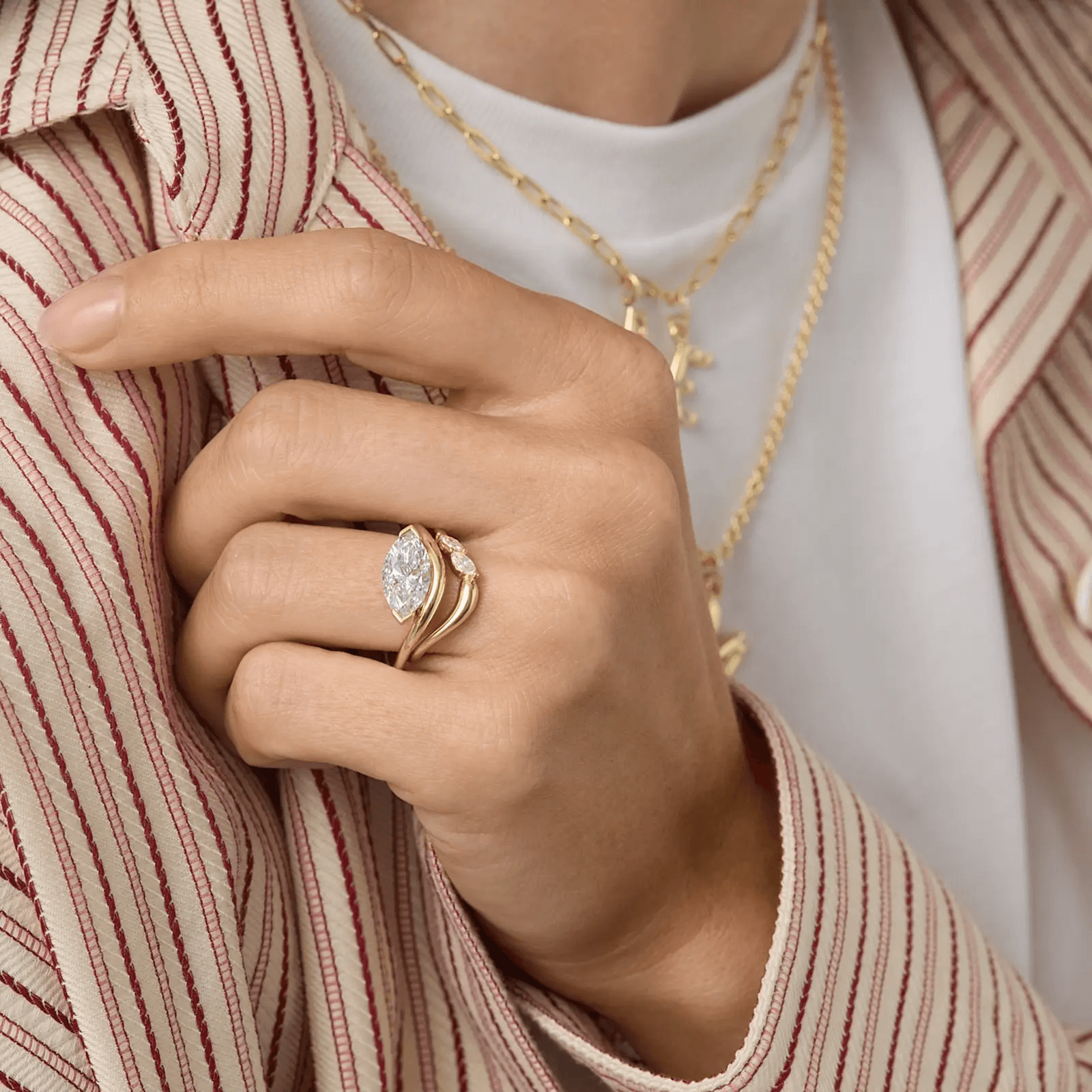 Minimal Marquise Lab-Grown Diamond Ring in Solid Gold — product photo 3 of 6