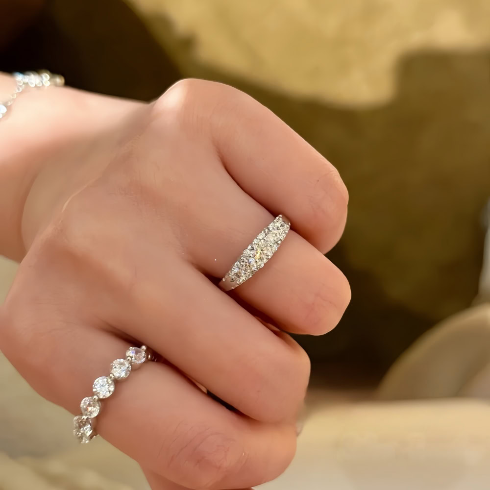 Vintage Scrollwork Five-Stone Lab Diamond Ring – Antique Style Gold Band in 14K / 18K Gold — product photo 4 of 6