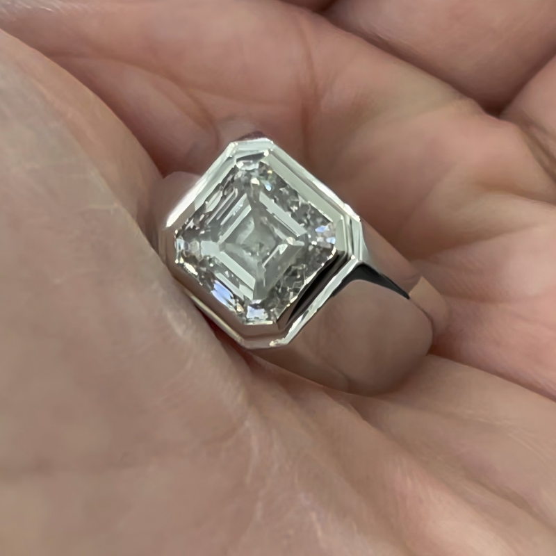 Kael Asscher Cut Lab Diamond Signet Ring | Bezel Set Statement — product photo 6 of 6