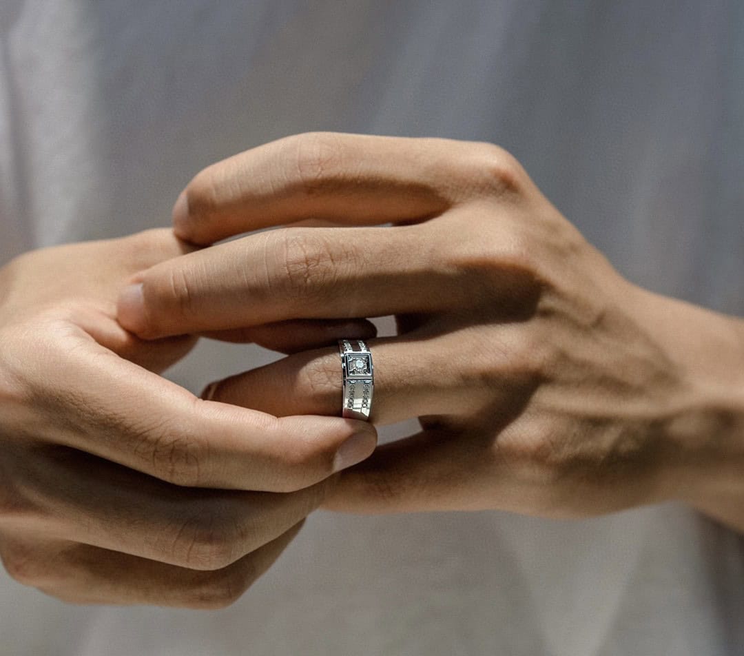 CNC05 Platinum Men’s Rings – CNC Crafted Heavyweight Luxury Diamond Ring — product photo 4 of 6