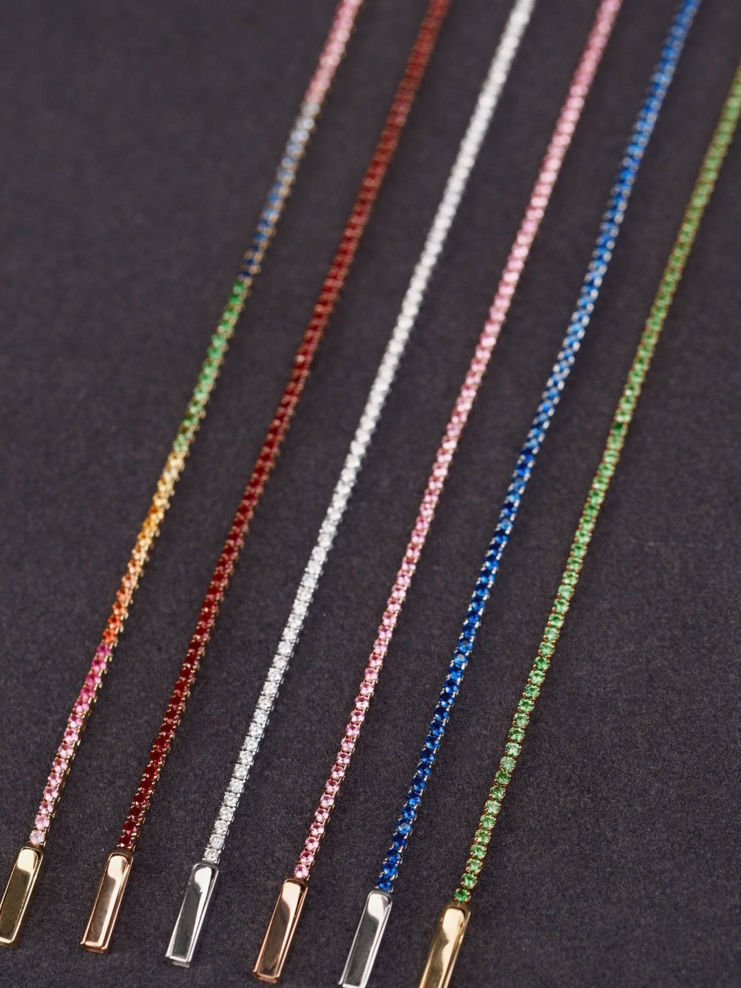 Elodie Ultra-Fine Lab Diamond & Gemstone Tennis Bracelet | 18K Gold — product photo 3 of 6