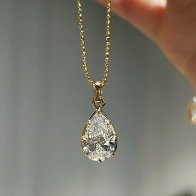 Pear Lab Diamond Sculptural Necklace | Prong Set Pendant — product photo 5 of 6