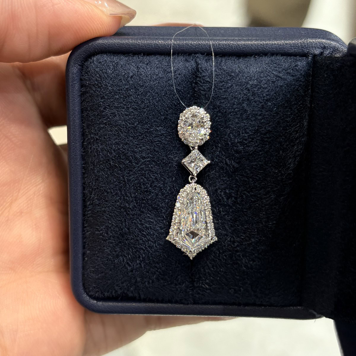 Lumielle Art Deco Kite Lab Diamond Drop Earrings — product photo 4 of 4