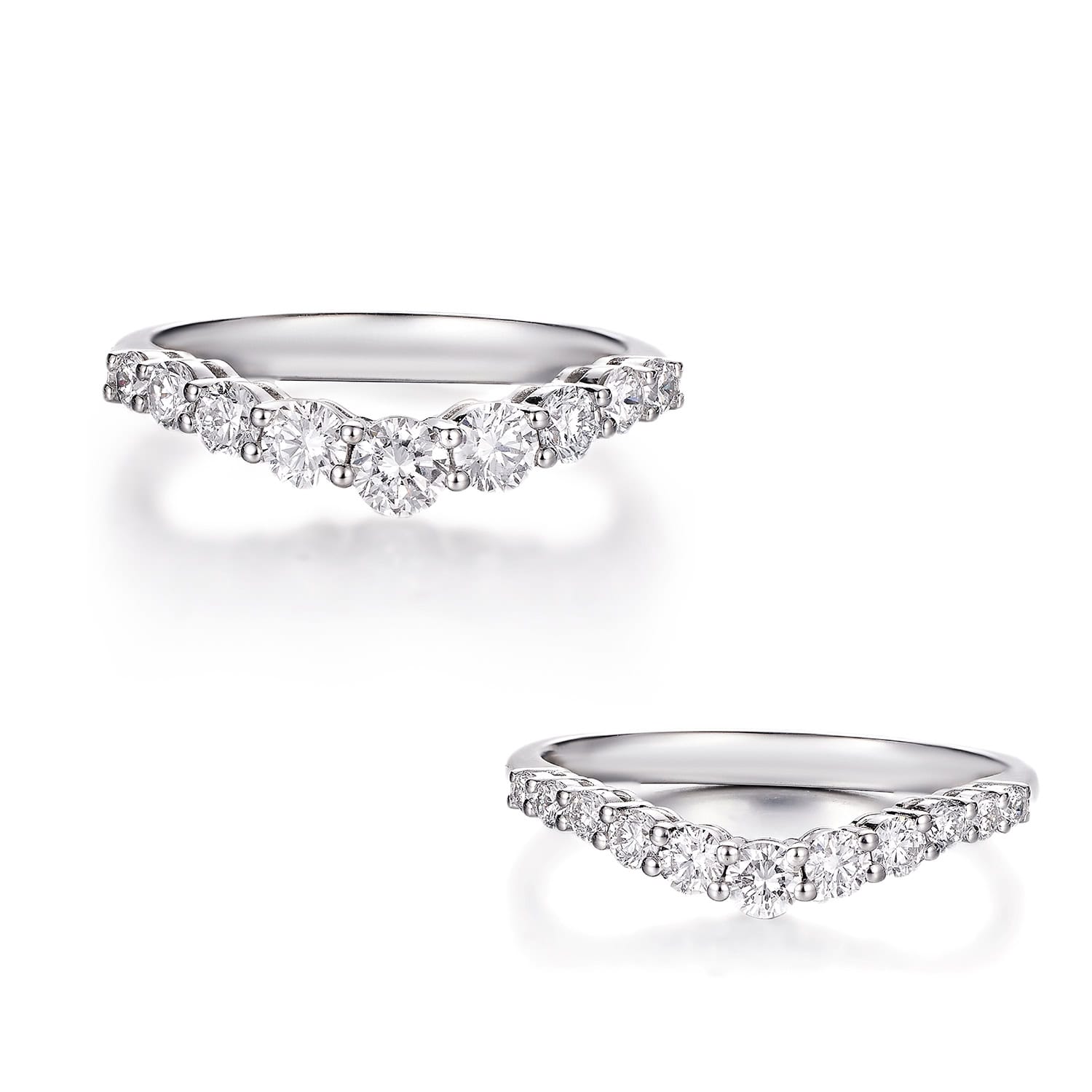 V-Shaped Lab Grown Diamond Band Stackable Daily Wedding Ring — product photo 2 of 5