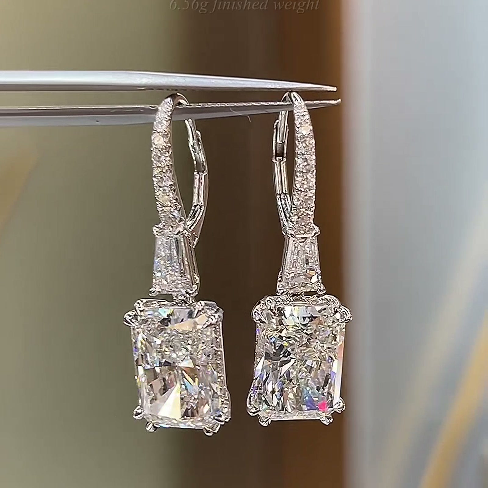 Radiant-Cut Lab-Grown Diamond Drop Earrings — product photo 4 of 4