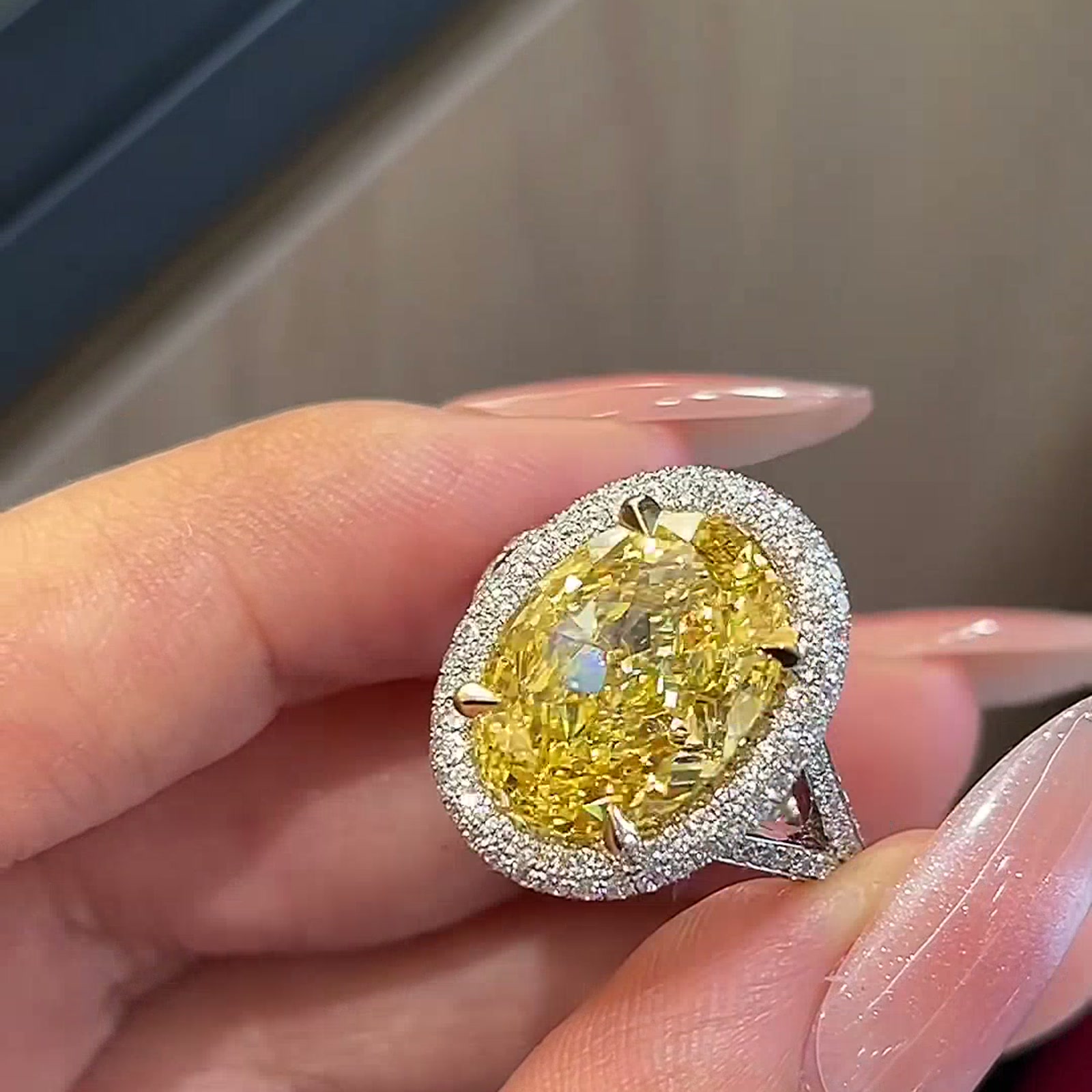 Celeste Oval Fancy Vivid Yellow Lab-Grown Diamond Ring — product photo 4 of 4