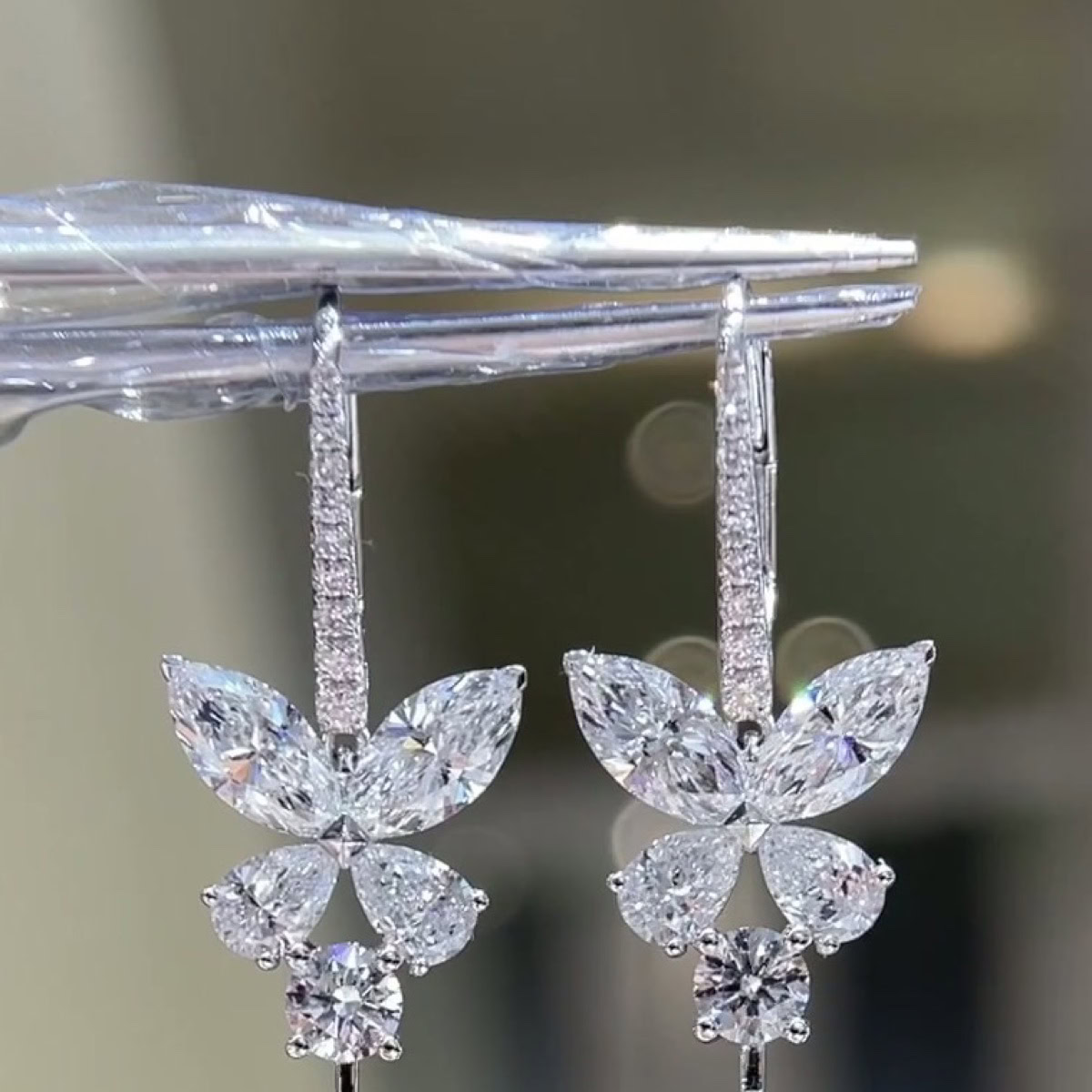 Papillette Mixed-Shape Diamond Butterfly Drop Earrings — product photo 3 of 3