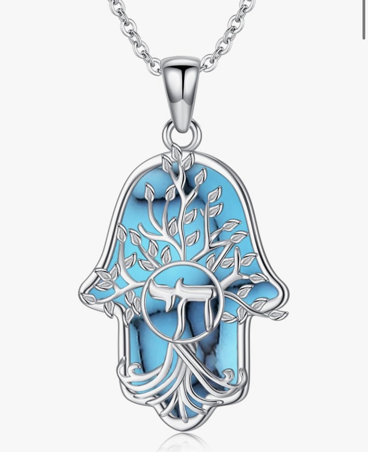 Turquoise Hamsa Tree of Life Pendant