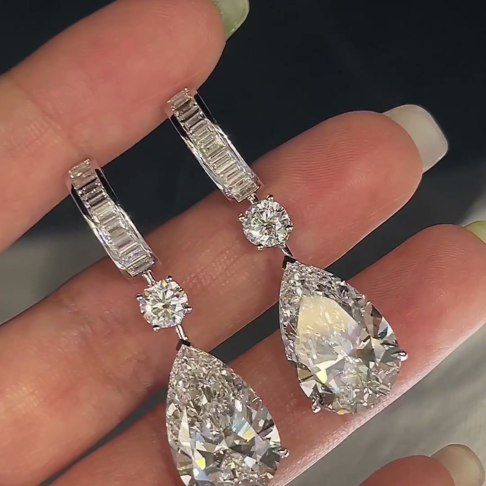 Pear-Cut Lab-Grown Diamond Drop Earrings — product photo 4 of 4
