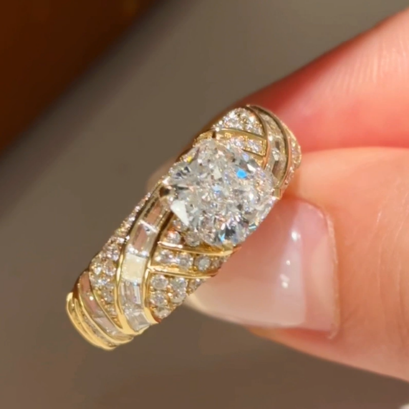 Seraphina 1.5ct Cushion Lab Diamond Twisted Wing Ring — product photo 3 of 6