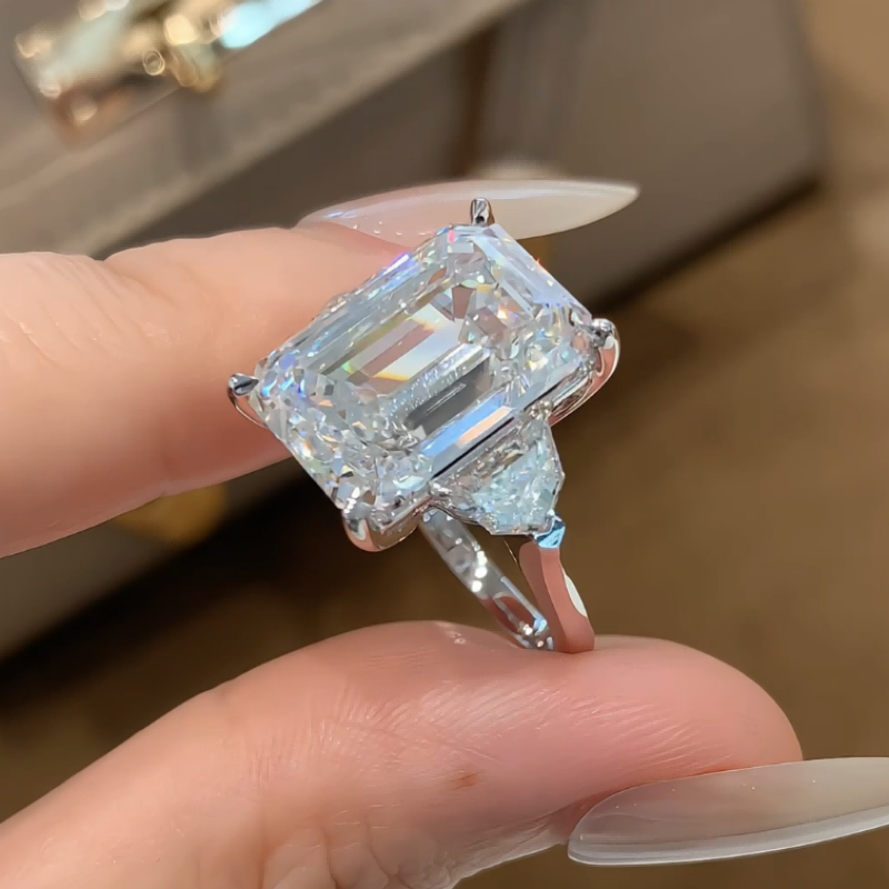The Sovereign Emerald Cut Three-Stone Lab Diamond Engagement Ring — product photo 3 of 5