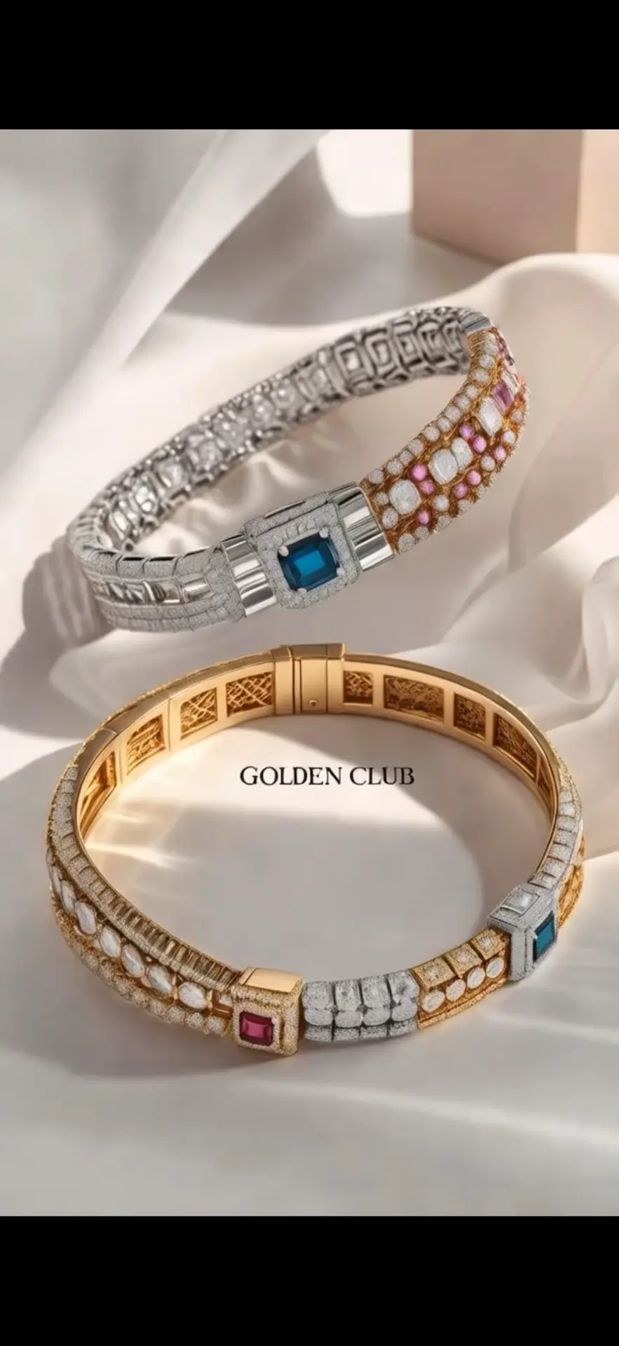 Gemstone & Diamond Bangle Pair
