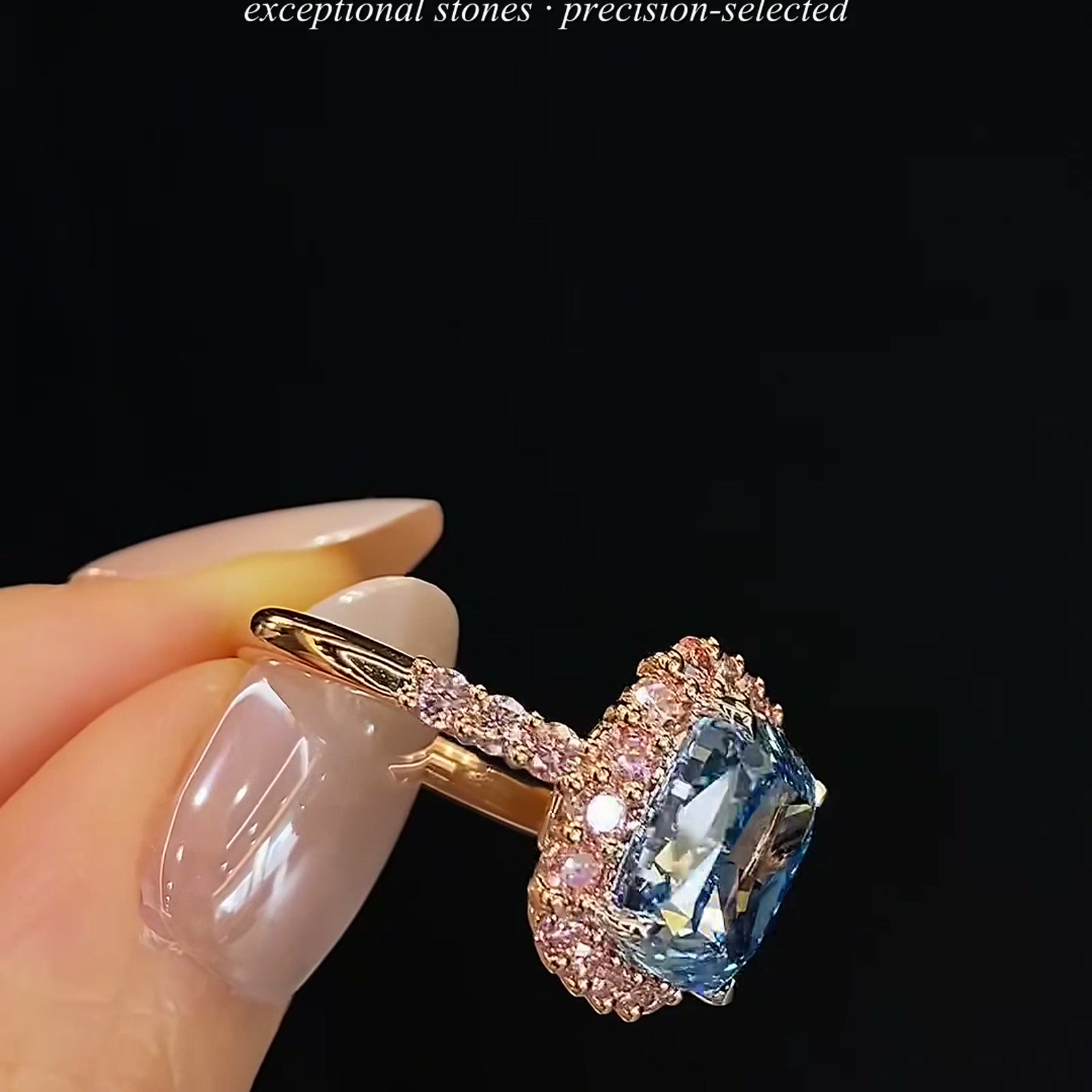 Blue Lab-Grown Diamond Statement Ring — product photo 2 of 4