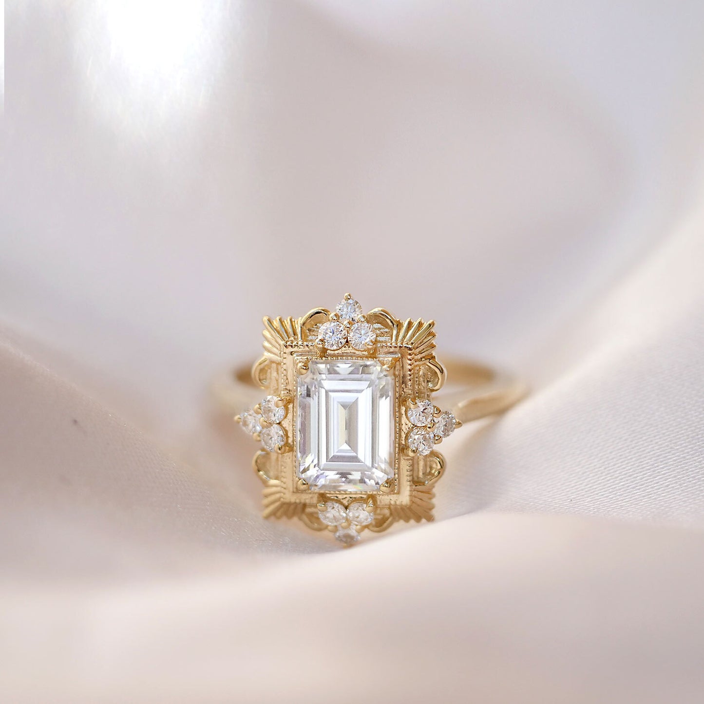 Florentine Art Deco Lab-Grown Diamond Accent Ring — product photo 3 of 6
