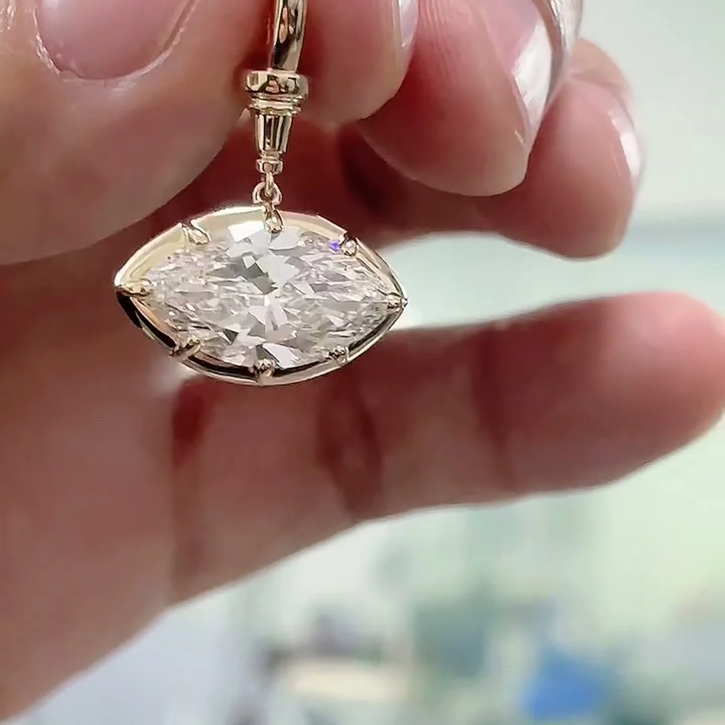 Vesper East-West Solitaire Marquise Lab-Grown Diamond Pendant — product photo 2 of 4