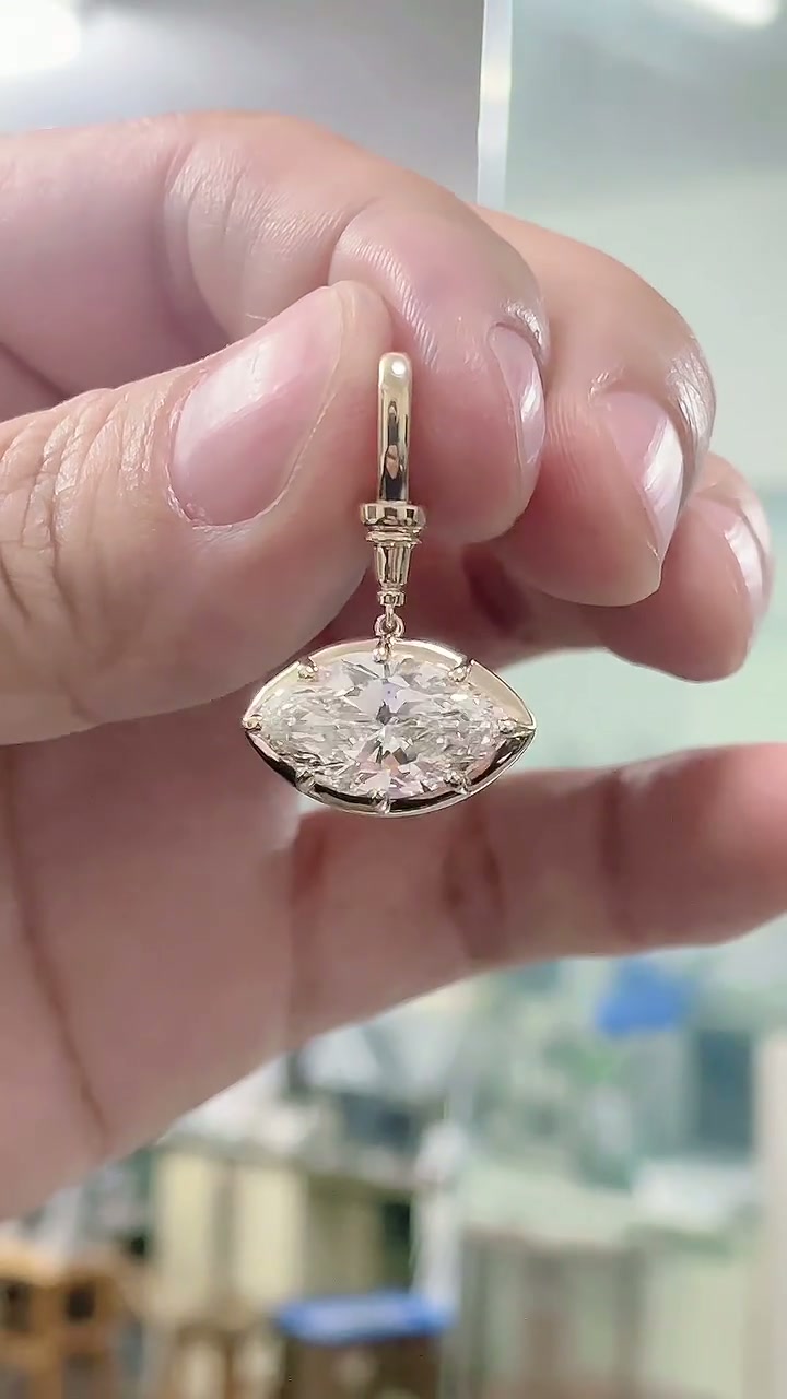 Vesper East-West Solitaire Marquise Lab-Grown Diamond Pendant — product photo 3 of 4