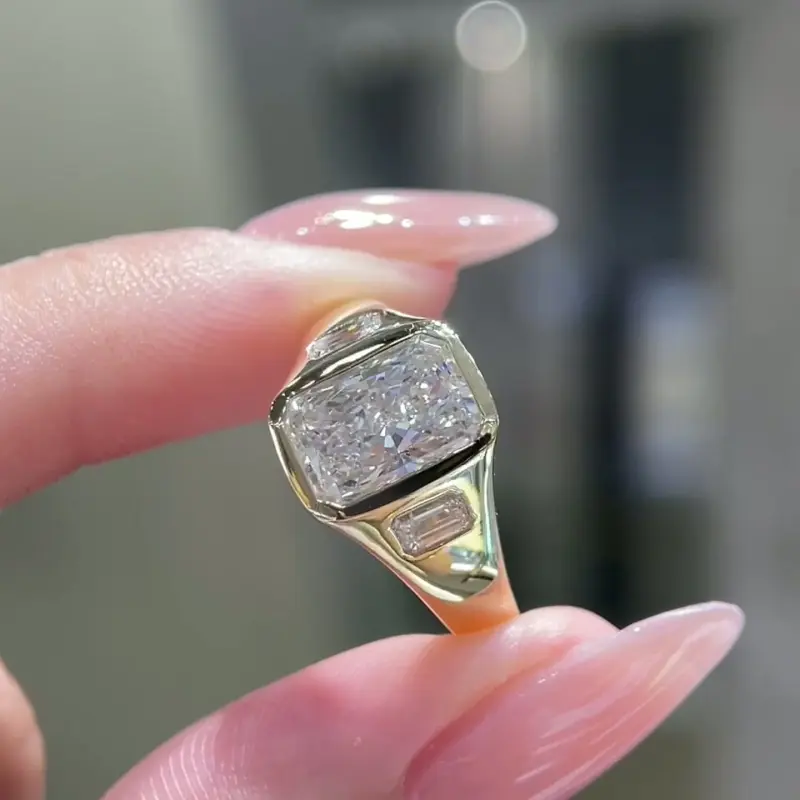 Soren Sculptural Bezel Frame Radiant Lab-Grown Diamond Statement Ring — product photo 3 of 4