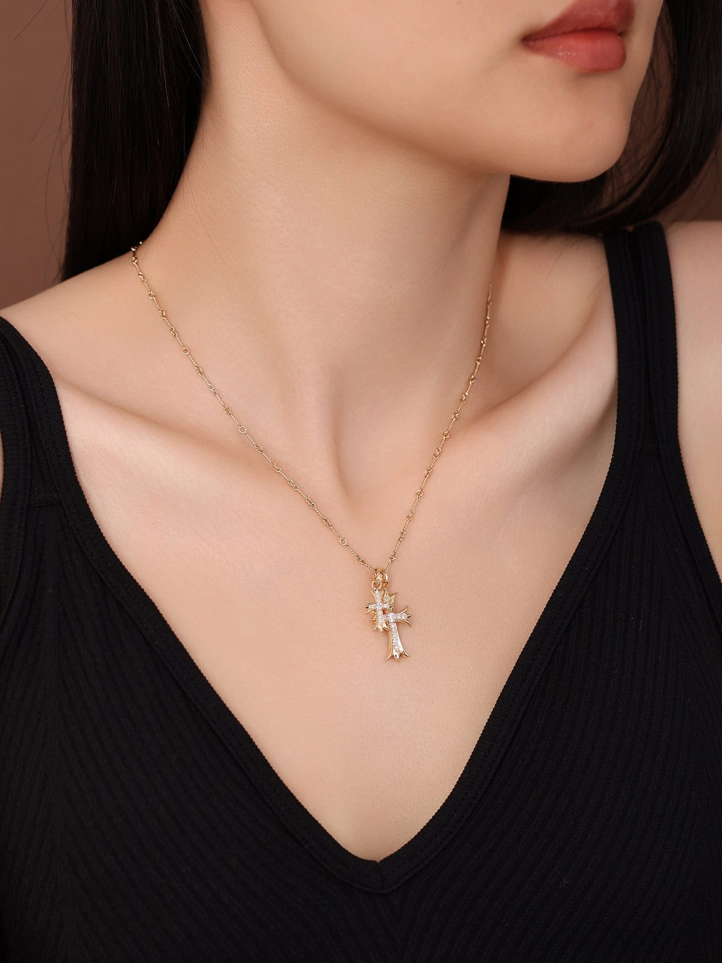 Vintage Cross Pendant Necklace Set | Couple Street Style Rope Chain — product photo 3 of 6