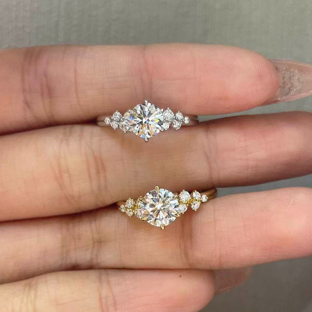 BP010 Berlin Love Letter Lab Diamond Ring – Multi-Shape Center Stone Delicate Design — product photo 3 of 6