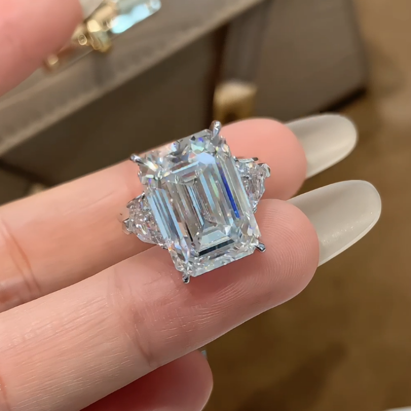 The Sovereign Emerald Cut Three-Stone Lab Diamond Engagement Ring — product photo 2 of 5