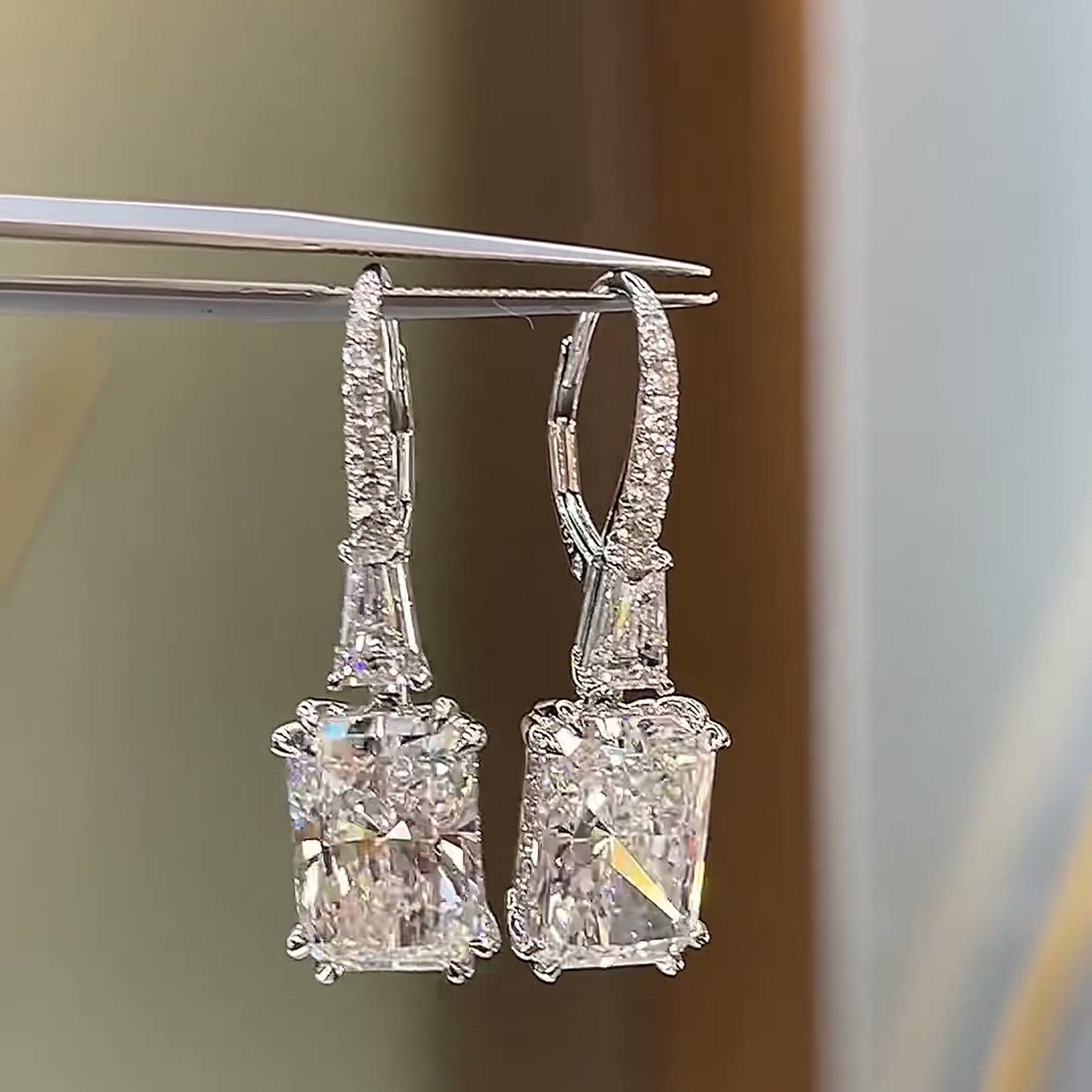 Radiant-Cut Lab-Grown Diamond Drop Earrings — product photo 2 of 4