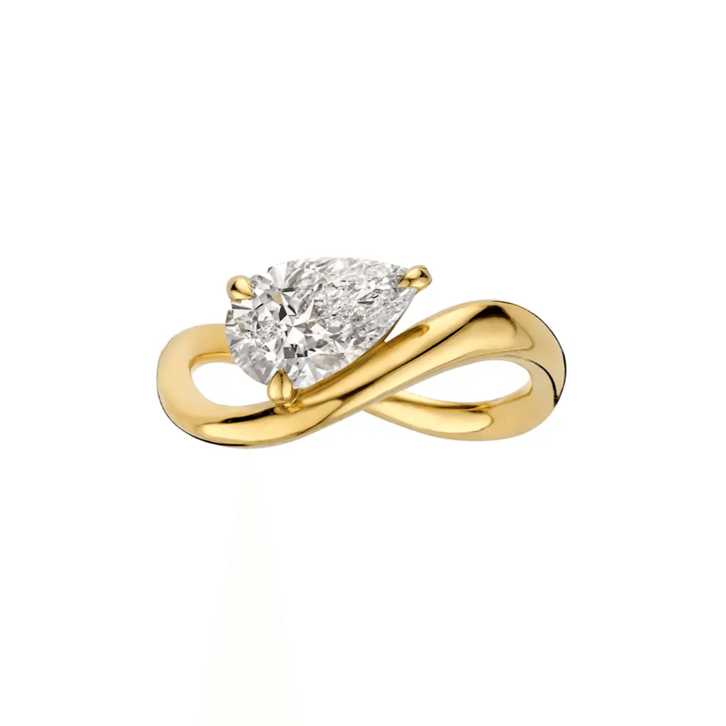 BP009 Pinky Ring Infinity Twist Pear Lab-Grown Diamond Engagement Ring — product photo 1 of 6