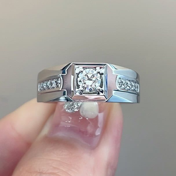 10-Stone Micro Pavé Lab-Grown Diamond Band – Platinum Men’s Diamond Ring — product photo 1 of 6