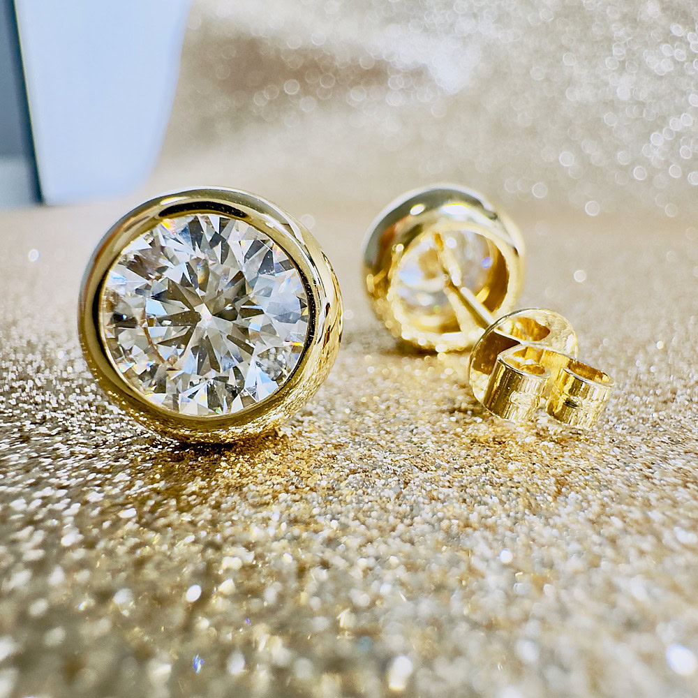 Bellamy Round Bubble Bezel Lab Diamond Stud Earrings — product photo 6 of 6