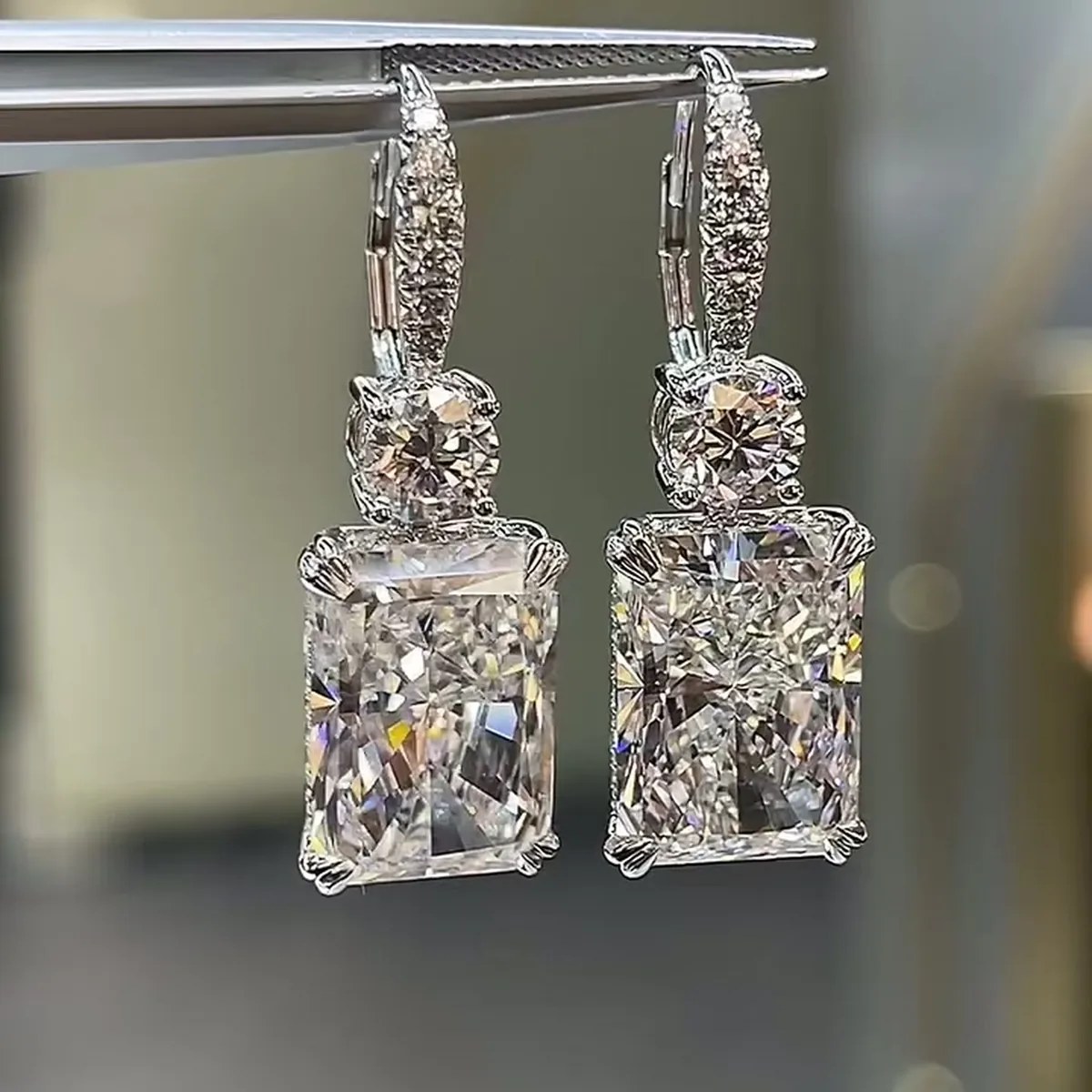 Isolde 18.14ct Radiant Drop Lab-Grown Diamond Earrings — product photo 2 of 4