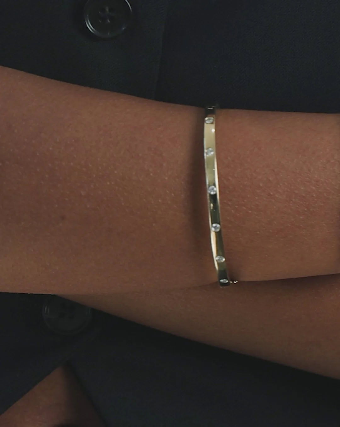 Inlay Lab-Grown Diamond Halfway Around Bangle — product photo 3 of 6