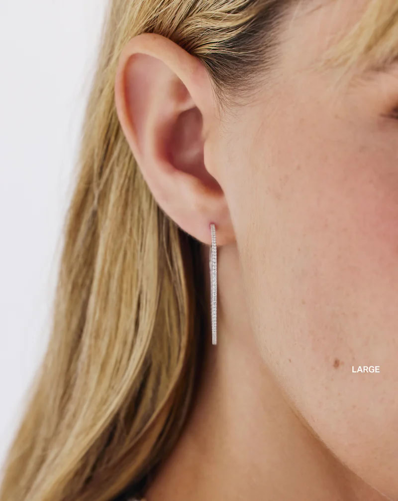 Large Lab-Grown Diamond Hoop Earrings in 14K Gold — product photo 6 of 6