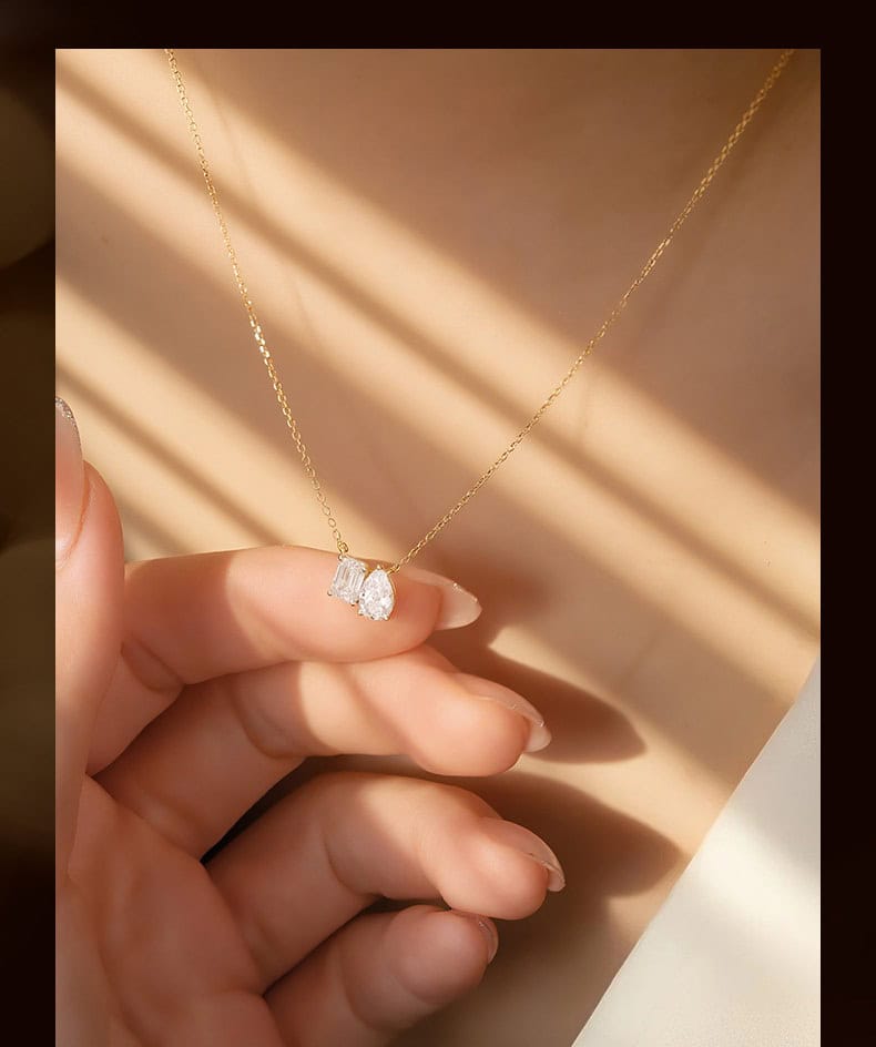 Toi et Moi Lab-Grown Diamond Necklace | Pear and Emerald Cut — product photo 5 of 6