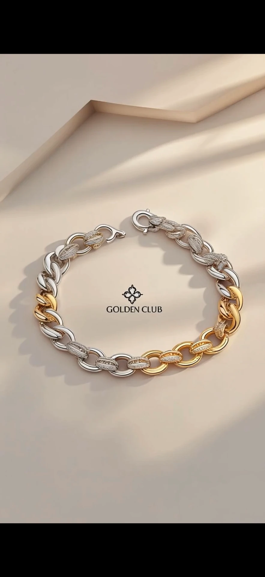 Two-Tone Curb Chain Bracelet