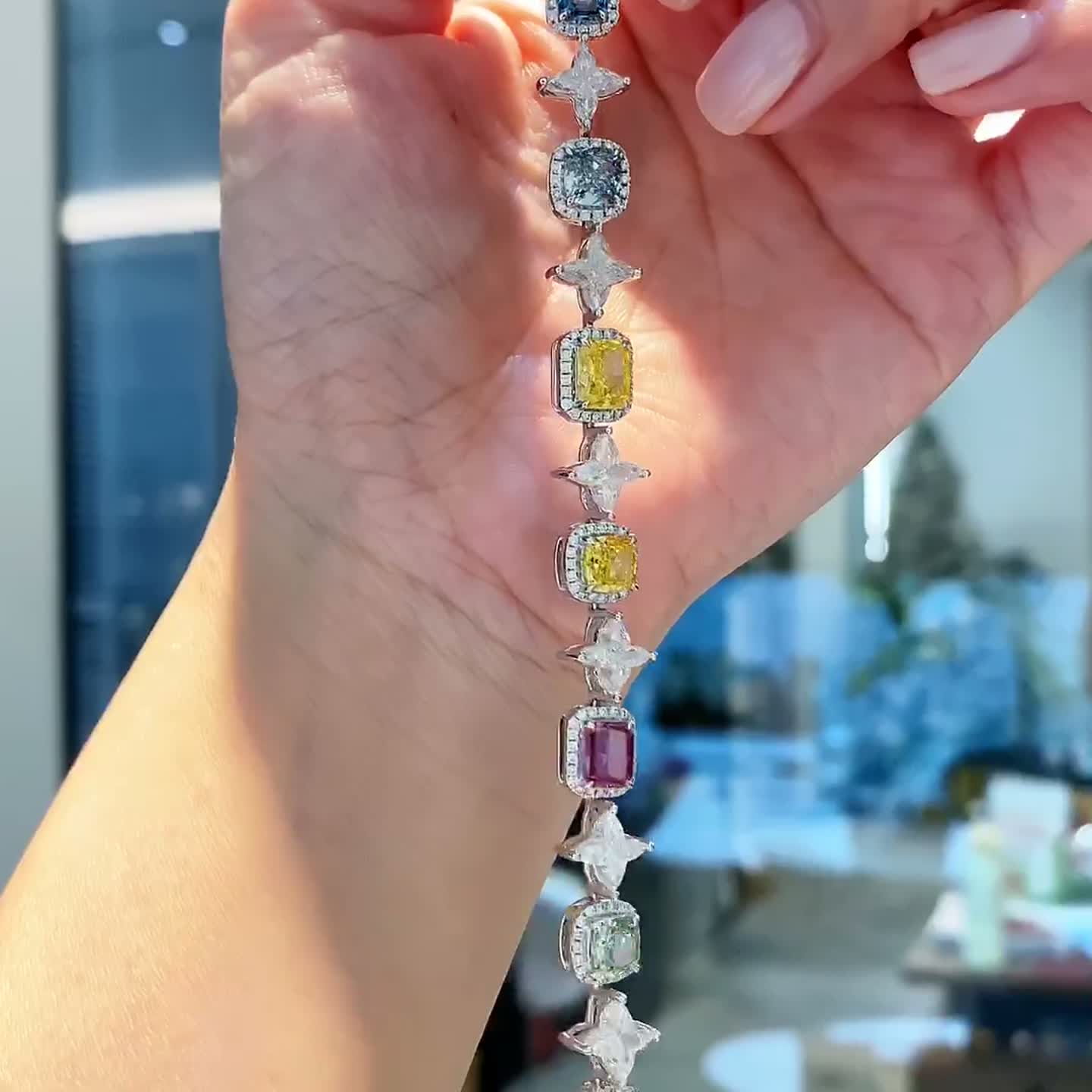 Rainbow Multi-Shape Diamond Bracelet — product photo 2 of 4