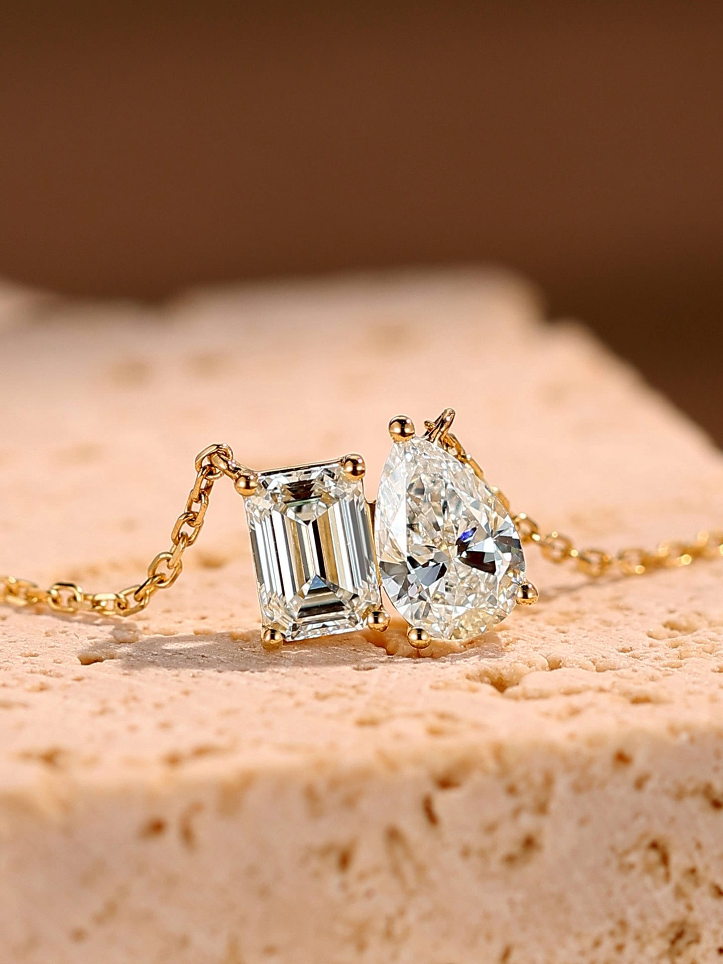 Toi et Moi Lab-Grown Diamond Necklace | Pear and Emerald Cut — product photo 6 of 6