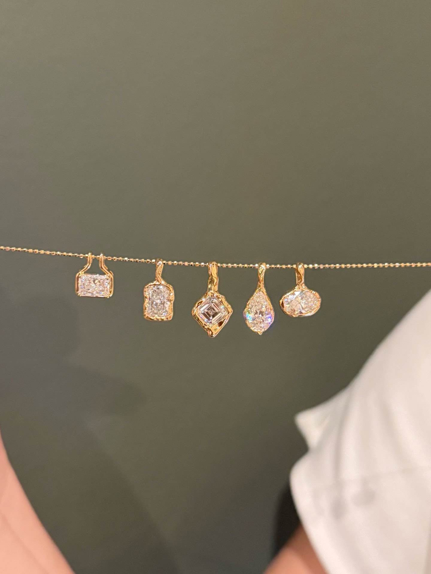 Marlowe Lava Hammered Gold Lab Diamond Pendant — product photo 4 of 6