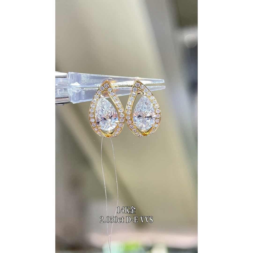 Grace Yellow Pear Diamond Stud Earrings — product photo 3 of 4