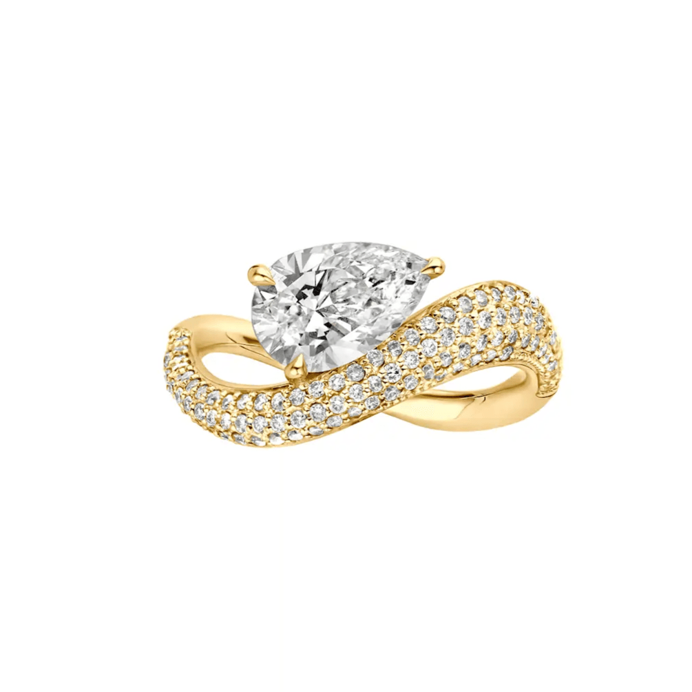 Luxury Pear-Cut Lab-Grown Diamond Ring with Pave Band — product photo 1 of 5