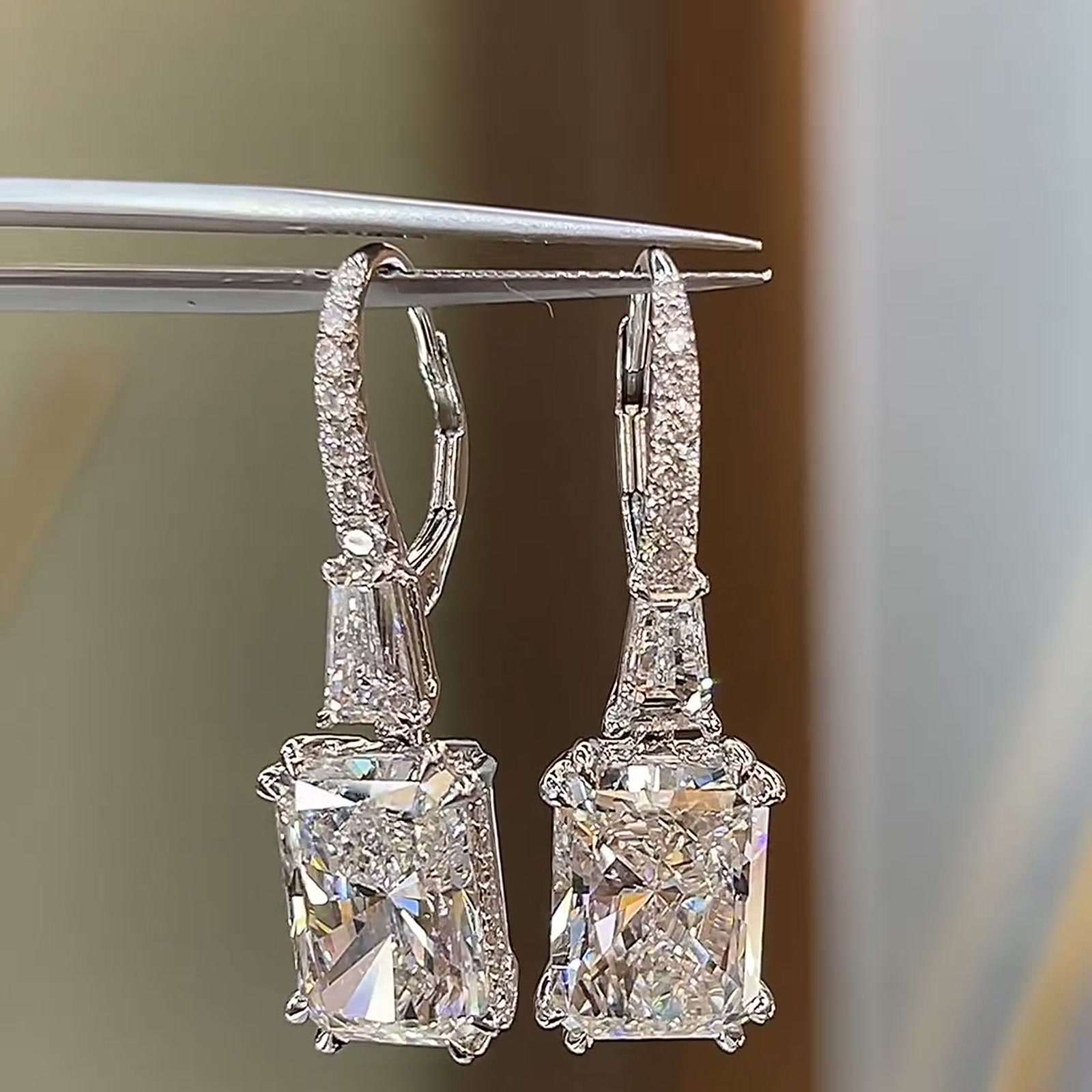 Radiant-Cut Lab-Grown Diamond Drop Earrings — product photo 3 of 4