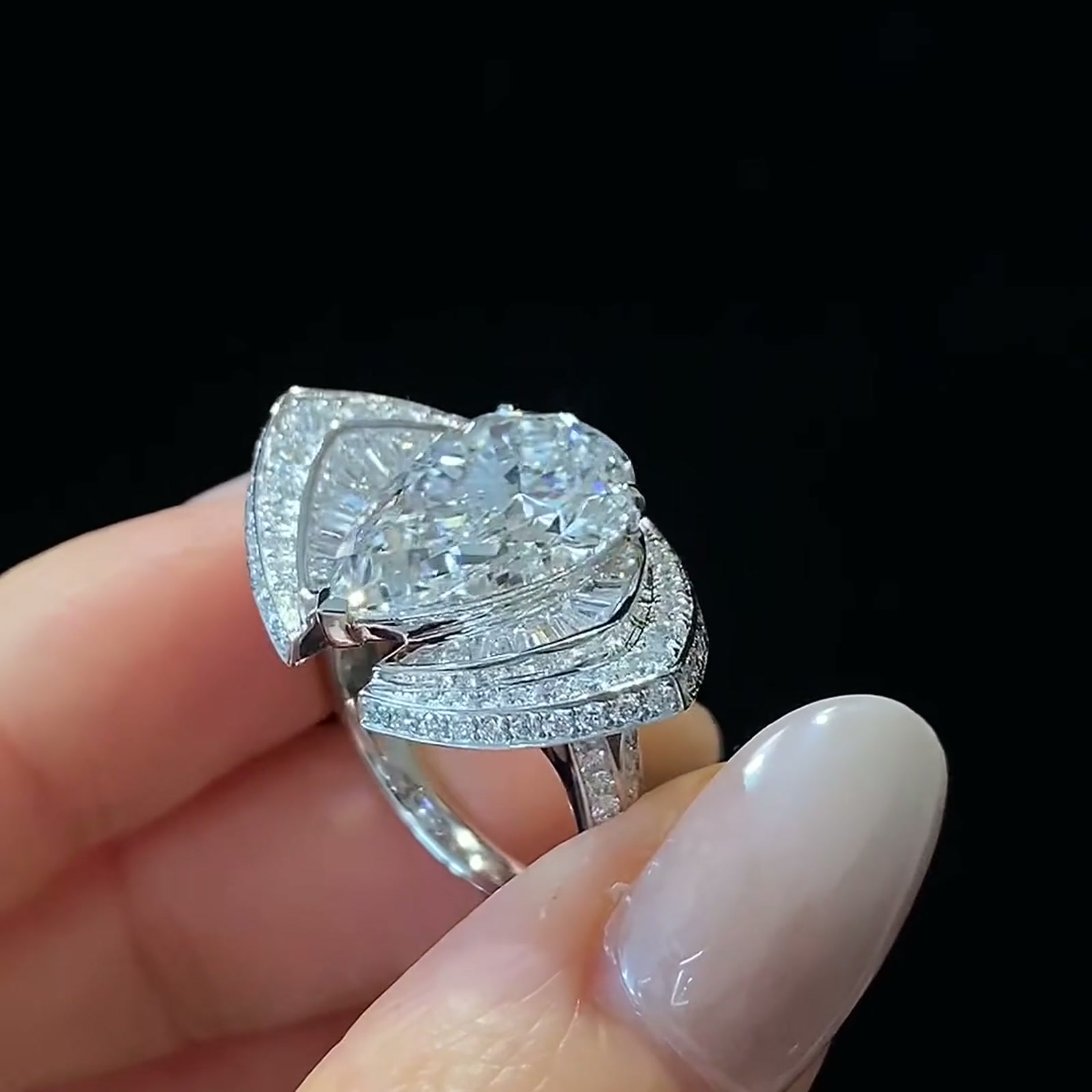 Pear-Cut Lab-Grown Diamond Architectural Ring — product photo 2 of 4