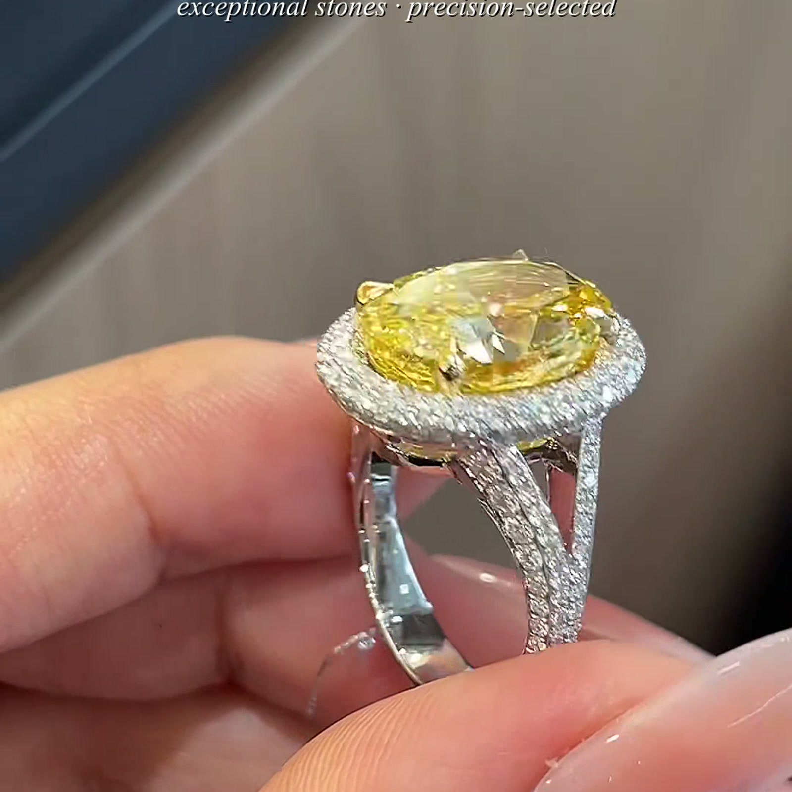 Celeste Oval Fancy Vivid Yellow Lab-Grown Diamond Ring — product photo 3 of 4