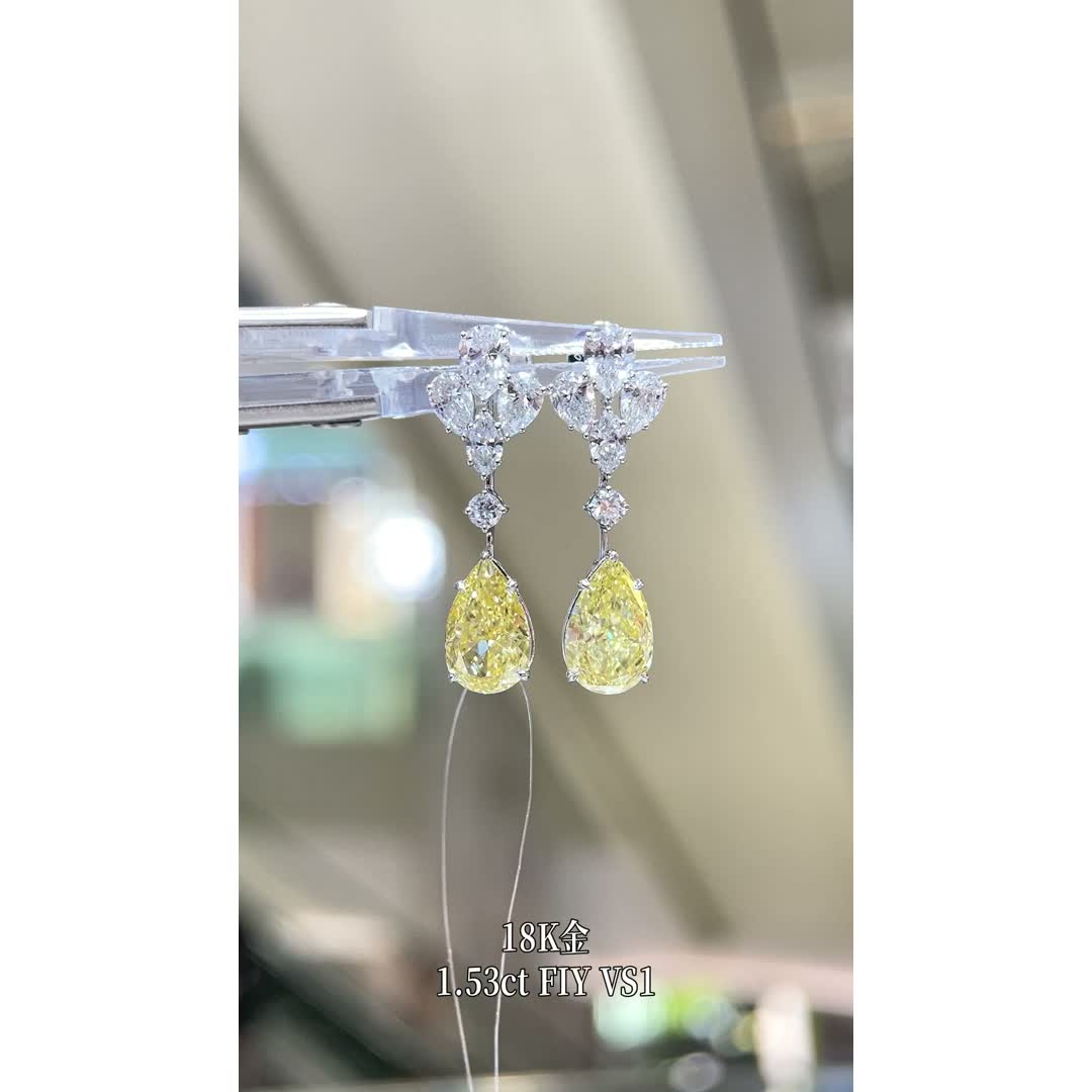 Juliette Yellow Pear Diamond Stud Earrings — product photo 1 of 4