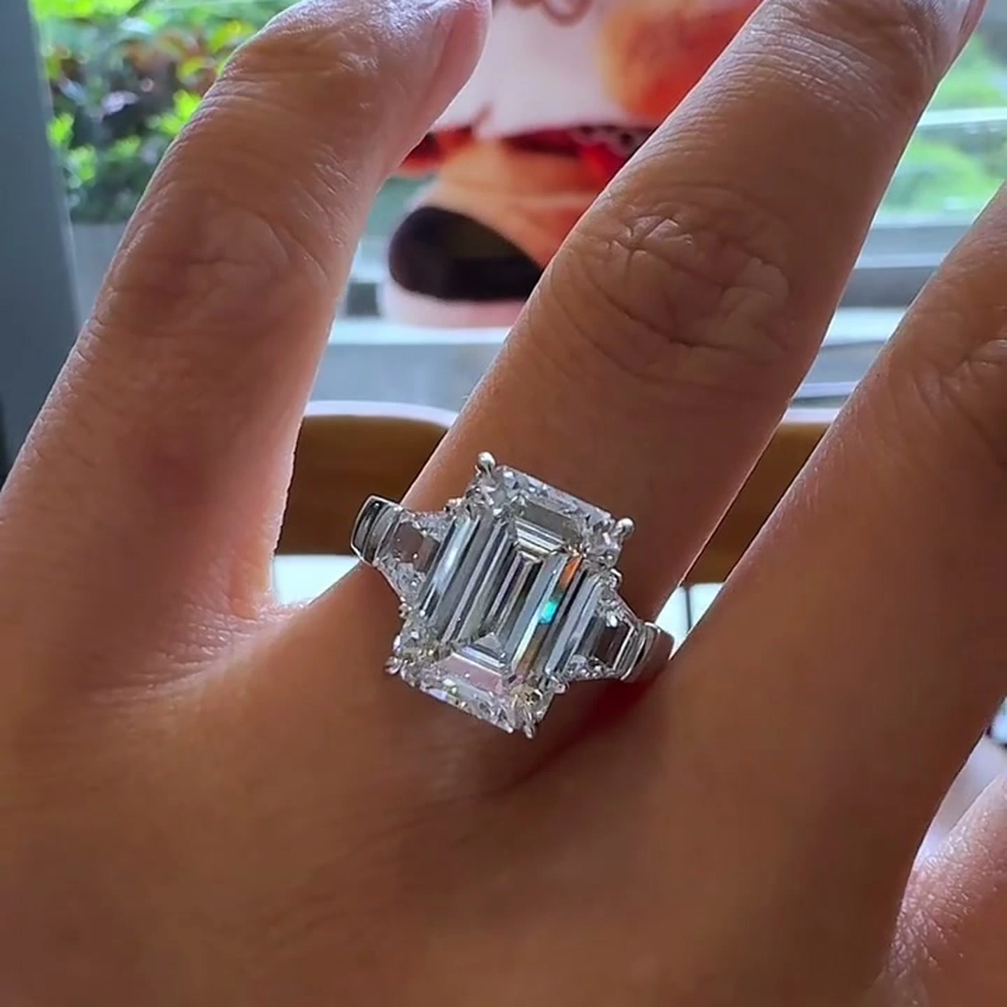Seraphine Emerald-Cut Three-Stone Lab-Grown Diamond Engagement Ring — product photo 2 of 4