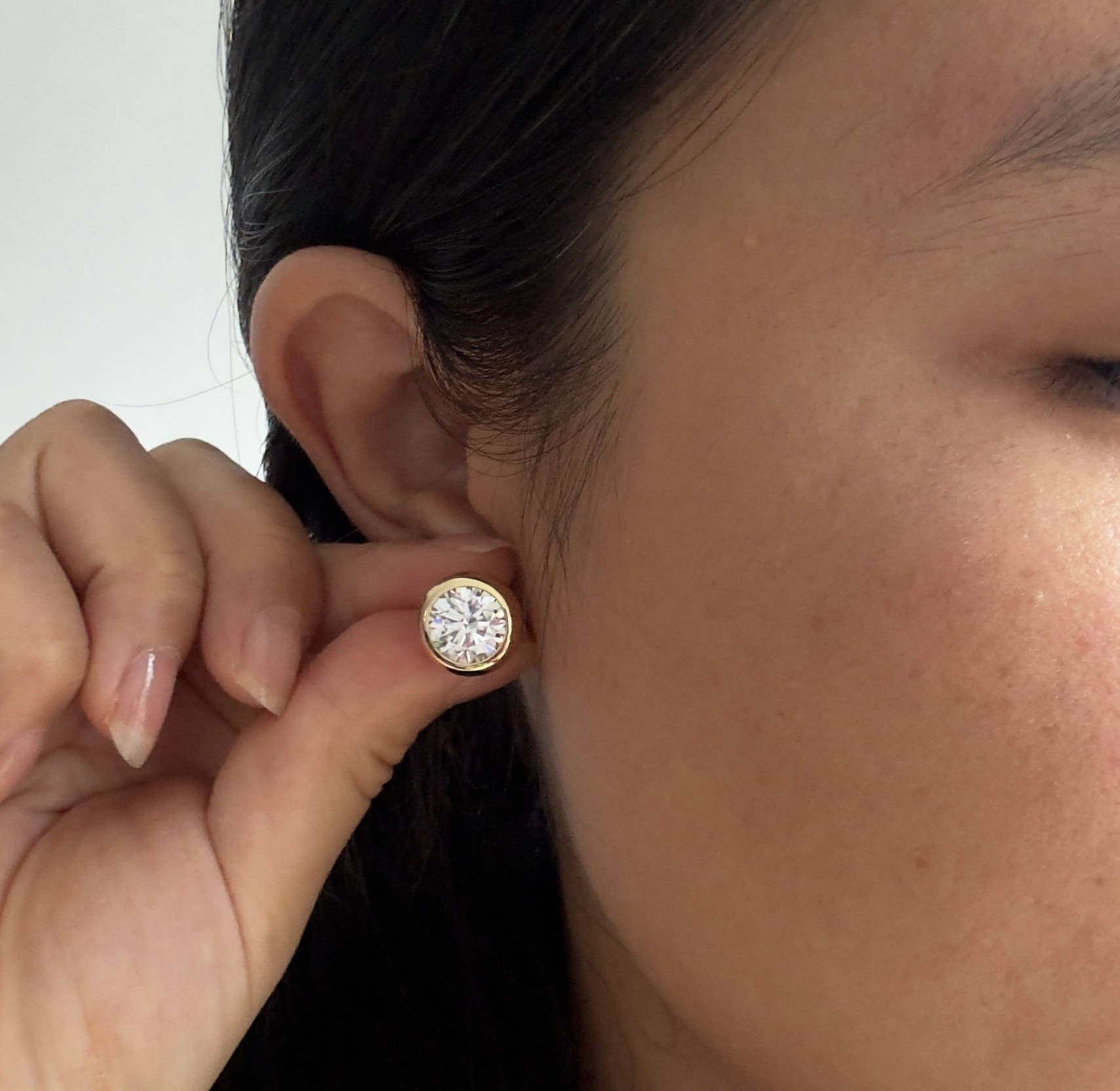 Bellamy Round Bubble Bezel Lab Diamond Stud Earrings — product photo 4 of 6