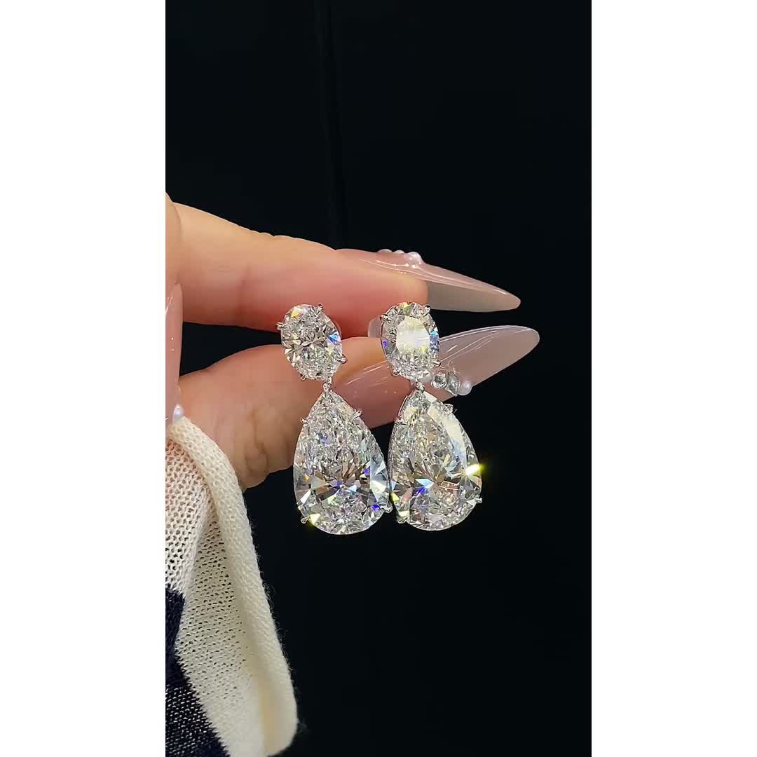 Freya Pear Diamond Drop Earrings — product photo 4 of 4