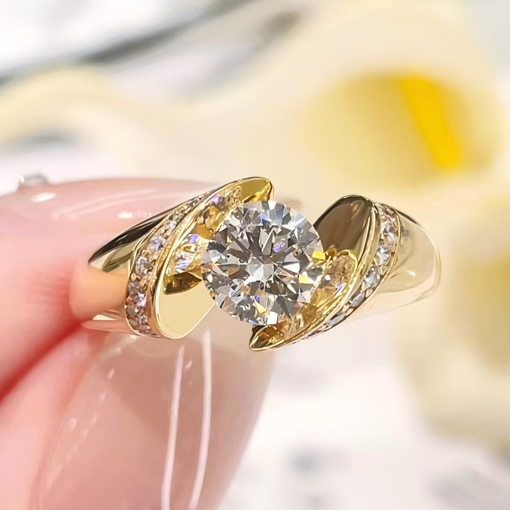 Calliana Calla Lily Floating Crossover Lab Diamond Engagement Ring — product photo 1 of 5