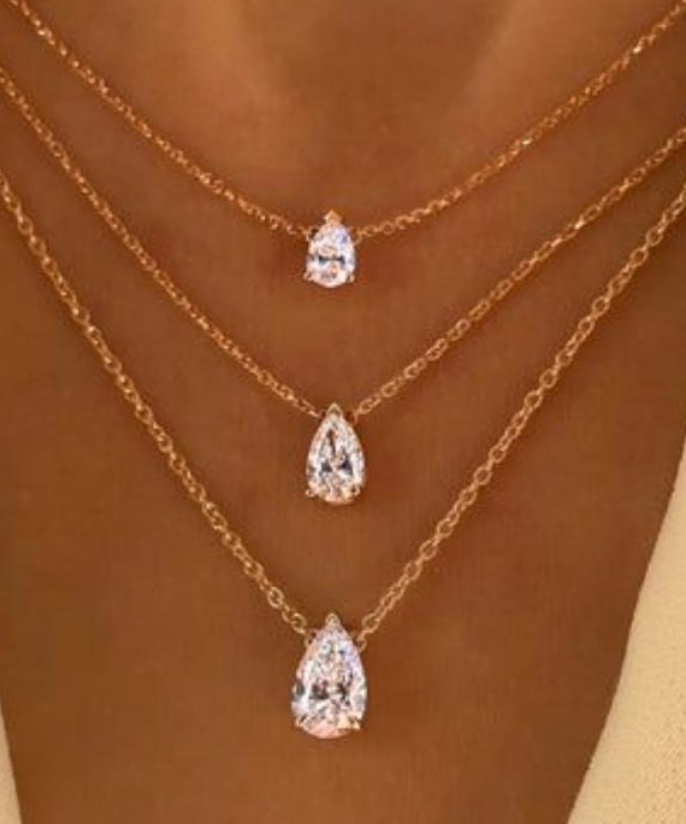 Adeline 3ct Pear Cut Lab Diamond Necklace in 18k Gold — product photo 2 of 2