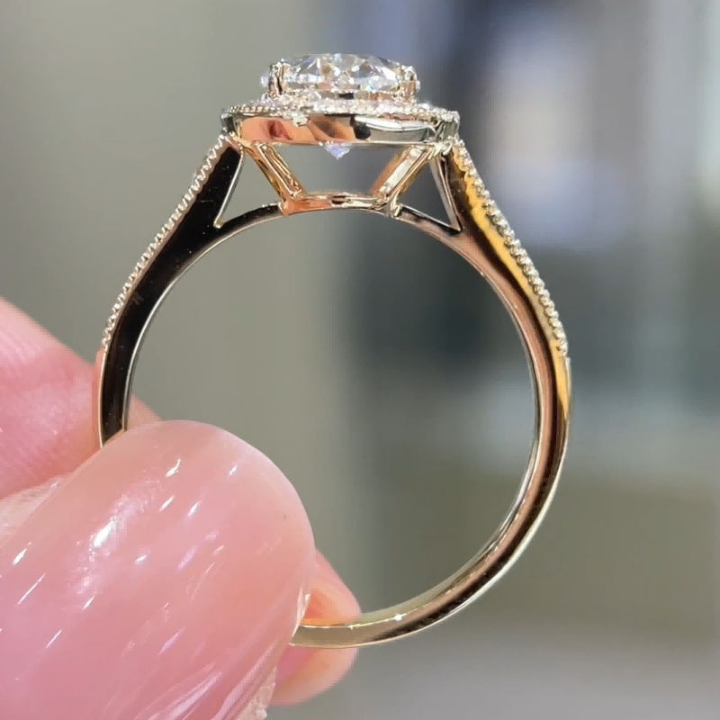 Celestia Vintage Oval Halo Lab Diamond Engagement Ring — product photo 2 of 6